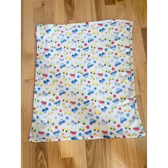 Gentle Steps White Red Blue Green Cars Stars Baby Blanket - Picture 4 of 4